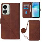 For OnePlus Nord 2T Crossbody 3D Embossed Flip Leather Phone Case(Brown) - 1