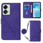 For OnePlus Nord 2T Crossbody 3D Embossed Flip Leather Phone Case(Purple) - 1