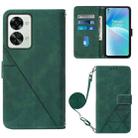 For OnePlus Nord 2T Crossbody 3D Embossed Flip Leather Phone Case(Dark Green) - 1