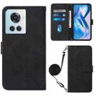 For OnePlus Ace 5G Crossbody 3D Embossed Flip Leather Phone Case(Black) - 1