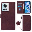 For OnePlus Ace 5G Crossbody 3D Embossed Flip Leather Phone Case(Wine Red) - 1