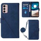 For Motorola Moto G42 Crossbody 3D Embossed Flip Leather Phone Case(Blue) - 1