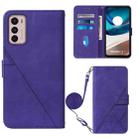 For Motorola Moto G42 Crossbody 3D Embossed Flip Leather Phone Case(Purple) - 1