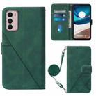 For Motorola Moto G42 Crossbody 3D Embossed Flip Leather Phone Case(Dark Green) - 1