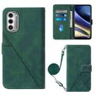 For Motorola Moto G52j 5G Crossbody 3D Embossed Flip Leather Phone Case(Dark Green) - 1