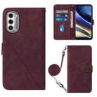 For Motorola Moto G52j 5G Crossbody 3D Embossed Flip Leather Phone Case(Wine Red) - 1