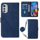 For Motorola Moto E32 Crossbody 3D Embossed Flip Leather Phone Case(Blue) - 1