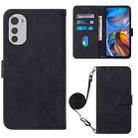 For Motorola Moto E32 Crossbody 3D Embossed Flip Leather Phone Case(Black) - 1