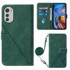 For Motorola Moto E32 Crossbody 3D Embossed Flip Leather Phone Case(Dark Green) - 1