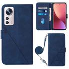 For Xiaomi 12 Lite Crossbody 3D Embossed Flip Leather Phone Case(Blue) - 1