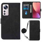 For Xiaomi 12 Lite Crossbody 3D Embossed Flip Leather Phone Case(Black) - 1