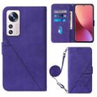 For Xiaomi 12 Lite Crossbody 3D Embossed Flip Leather Phone Case(Purple) - 1