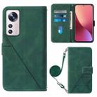 For Xiaomi 12 Lite Crossbody 3D Embossed Flip Leather Phone Case(Dark Green) - 1