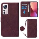 For Xiaomi 12 Lite Crossbody 3D Embossed Flip Leather Phone Case(Wine Red) - 1