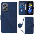 For Xiaomi Redmi Note 11T Pro Crossbody 3D Embossed Flip Leather Phone Case(Blue) - 1