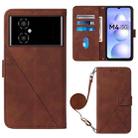 For Xiaomi Poco M4 5G Crossbody 3D Embossed Flip Leather Phone Case(Brown) - 1