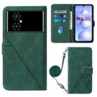 For Xiaomi Poco M4 5G Crossbody 3D Embossed Flip Leather Phone Case(Dark Green) - 1