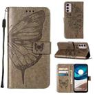 For Motorola Moto G42 Embossed Butterfly Flip Leather Phone Case(Grey) - 1