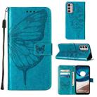 For Motorola Moto G42 Embossed Butterfly Flip Leather Phone Case(Blue) - 1