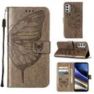 For Motorola Moto G52j 5G Embossed Butterfly Flip Leather Phone Case(Grey) - 1