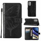 For Motorola Moto G52j 5G Embossed Butterfly Flip Leather Phone Case(Black) - 1