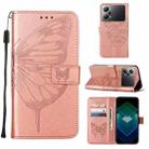 For OPPO K10 Pro 5G Embossed Butterfly Flip Leather Phone Case(Rose Gold) - 1