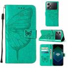 For OPPO K10 Pro 5G Embossed Butterfly Flip Leather Phone Case(Green) - 1