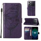 For OPPO K10 Pro 5G Embossed Butterfly Flip Leather Phone Case(Dark Purple) - 1