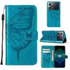 For OPPO K10 Pro 5G Embossed Butterfly Flip Leather Phone Case(Blue) - 1