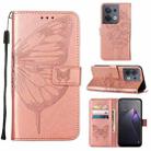 For OPPO Reno8 Embossed Butterfly Flip Leather Phone Case(Rose Gold) - 1