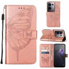 For OPPO Reno8 Pro+ Embossed Butterfly Flip Leather Phone Case(Rose Gold) - 1