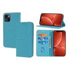 For iPhone 14 Plus Woven Texture Leather Case (Blue) - 1