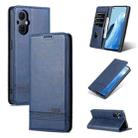 For OPPO Reno8 Lite AZNS Magnetic Calf Texture Flip Leather Phone Case(Dark Blue) - 1