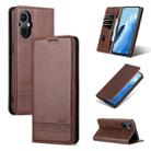 For OPPO Reno8 Lite AZNS Magnetic Calf Texture Flip Leather Phone Case(Dark Brown) - 1