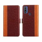 For Motorola Moto G Pure Ostrich Texture Flip Leather Phone Case(Brown) - 1