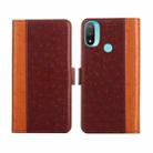 For Motorola Moto E20 Ostrich Texture Flip Leather Phone Case(Brown) - 1