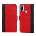 For Motorola Moto E20 Ostrich Texture Flip Leather Phone Case(Red) - 1