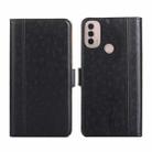 For Motorola Moto E40 Ostrich Texture Flip Leather Phone Case(Black) - 1