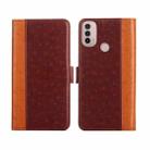 For Motorola Moto E40 Ostrich Texture Flip Leather Phone Case(Brown) - 1