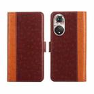 For Honor 50 Pro Ostrich Texture Flip Leather Phone Case(Brown) - 1