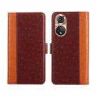 For Honor 50 Ostrich Texture Flip Leather Phone Case(Brown) - 1