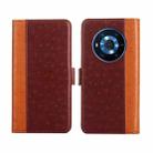 For Honor Magic3 Ostrich Texture Flip Leather Phone Case(Brown) - 1