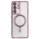 For Samsung Galaxy S22 5G Electroplated Frame MagSafe Magnetic Phone Case(Dark Pink) - 1