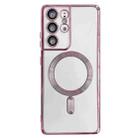 For Samsung Galaxy S22 5G Electroplated Frame MagSafe Magnetic Phone Case(Light Pink) - 1