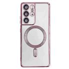 For Samsung Galaxy S22+ 5G Electroplated Frame MagSafe Magnetic Phone Case(Light Pink) - 1