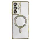 For Samsung Galaxy S22 Ultra 5G Electroplated Frame MagSafe Magnetic Phone Case(Gold) - 1