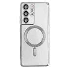 For Samsung Galaxy S22 Ultra 5G Electroplated Frame MagSafe Magnetic Phone Case(Silver) - 1