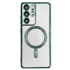 For Samsung Galaxy S22 Ultra 5G Electroplated Frame MagSafe Magnetic Phone Case(Dark Green) - 1