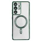 For Samsung Galaxy S21 Ultra 5G Electroplated Frame MagSafe Magnetic Phone Case(Dark Green) - 1