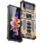 For Samsung Galaxy Z Flip4 5G Armor Shockproof TPU + PC Magnetic Protective Phone Case with Holder(Gold) - 1